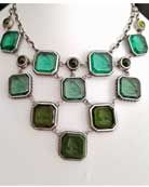 Silver Plate Green Bib Necklace, price: $840.00. Click on 'Large View' for large picture