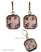 Taupe Quatrefoil Intaglio Earrings, price: $170.00. Click on 'Large View' for large picture
