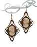 Featured in Victoria Magazine, November/December 2010 issue. Hand-carved Italian shell cameo in one of our most popular Victoriana Collection settings.  Earring height 1".Bronze French hook. Each earring made to order in the U.S.A.