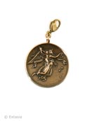 From our Charm Collection, Aurora, from Roman mythology, goddess of the morning. Beautiful image cast in our signature bronze. This large 1 inch diameter charm comes with a lobster closure to attach to your own chain, or to one of ours, available from this website.