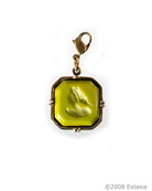 From our new Charm du Jour Collection, an opaque Acide green German glass intaglio charm. The medium 3/4 inch wide charm comes with a lobster closure to attach to your own chain, or to one of ours, available from this website. 