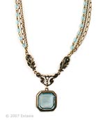 Aqua Octagonal Intaglio Necklace, price: $180.00. Click on 'Large View' for large picture