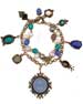 Stunning combination of sapphire and periwinkle intaglio charms with mixed beads bracelet.