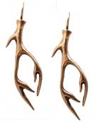 Red Bronze Antler Earrings. A great look for Fall.rnJust the right size to make a statement. About 2 inches long.