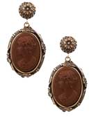 Chocolate Cameo post earrings, price: $224.00. Click on 'Large View' for large picture