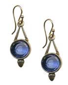 Our smallest round intaglio earring shown in Sapphire with adorable acorn accent. Each earring made to order in the USA from the worlds finest materials. Email for other color options available.