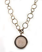 Taupe Chain & Intaglio Necklace, price: $188.00. Click on 'Large View' for large picture