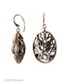 Extasia designed rosebud earrings measure 1 1/4 by 1 inch. Shown in our signature Bronze metal. 