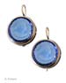 Shown in transparent Sapphire German glass intaglio. A beautiful blue for any Season, in a clean modern metal setting. Medium earring measures 3/4 diameter. Shown in Bronze. 