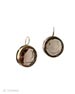 Shown in transparent Taupe German glass intaglio. A great neutral for any season, in a clean modern metal setting. Medium earring measures 3/4 diameter. Shown in Bronze.
