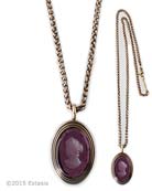 From our Scala Collection, a modern take on our transparent Amethyst German glass intaglios. Clean styling for this best selling Bronze necklace measuring 23 inches in length. Medium size pendant measures 1 1/4 by 1 inch. Shown in our signature Bronze metal. Each necklace made to order in the USA from the worlds finest materials. 