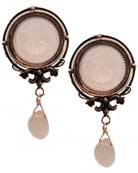 Victorian Garden 21mm round clip earring in peach and red bronze with matching drop.